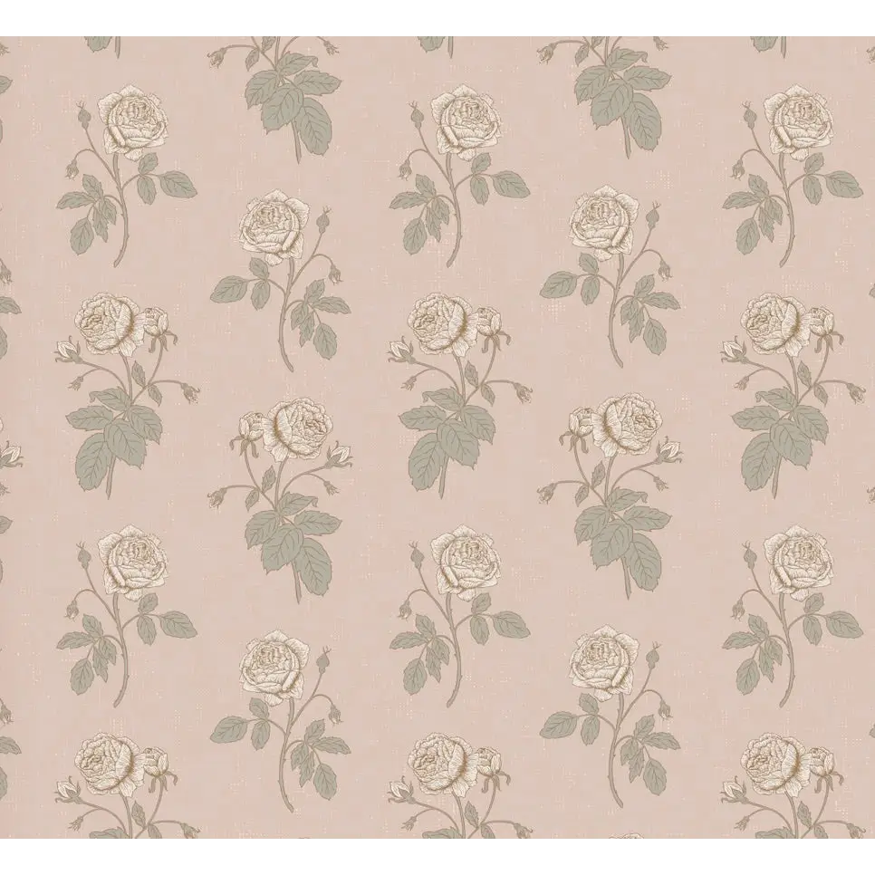 Rosalie Wallpaper - Rose Line Drawings - by Brittany Polatis Design - Sample 1 foot by 1 foot / Blush - Loomwell Home
