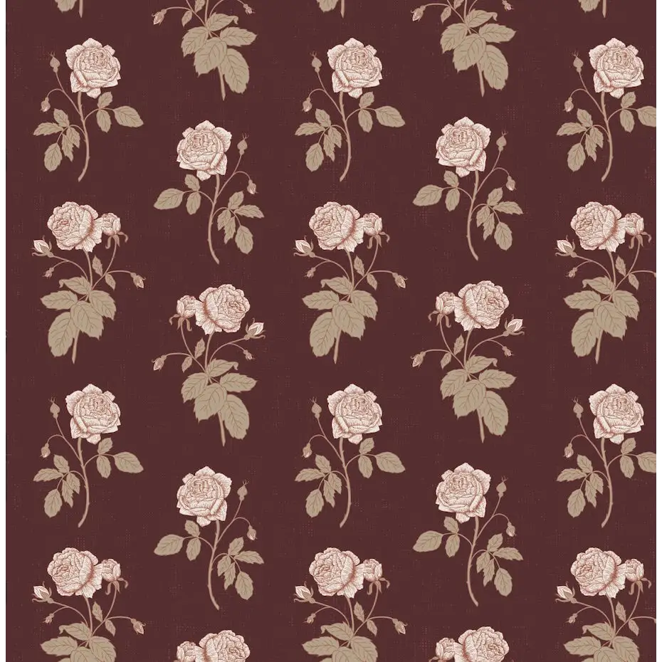 Rosalie Wallpaper - Rose Line Drawings - by Brittany Polatis Design - Sample 1 foot by 1 foot / Burgundy - Loomwell