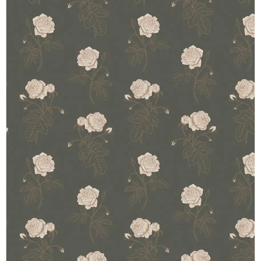 Rosalie Wallpaper - Rose Line Drawings - by Brittany Polatis Design - Sample 1 foot by 1 foot / Olive - Loomwell Home