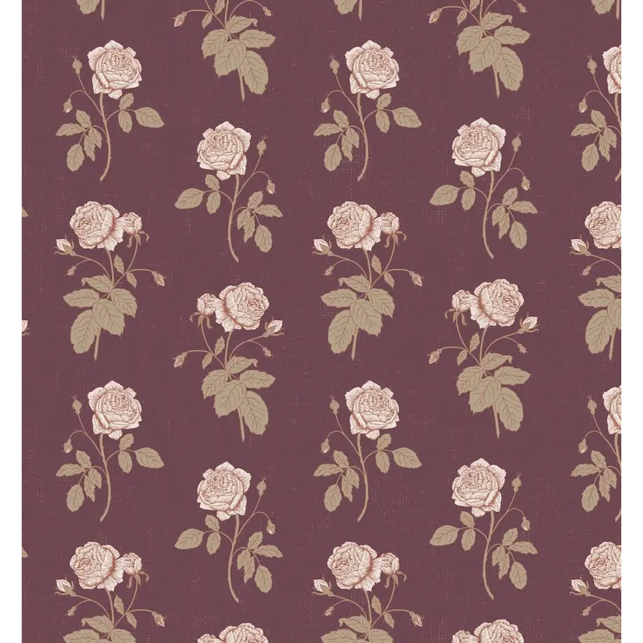 Rosalie Wallpaper - Rose Line Drawings - by Brittany Polatis Design - Sample 1 foot by 1 foot / Plum - Loomwell Home