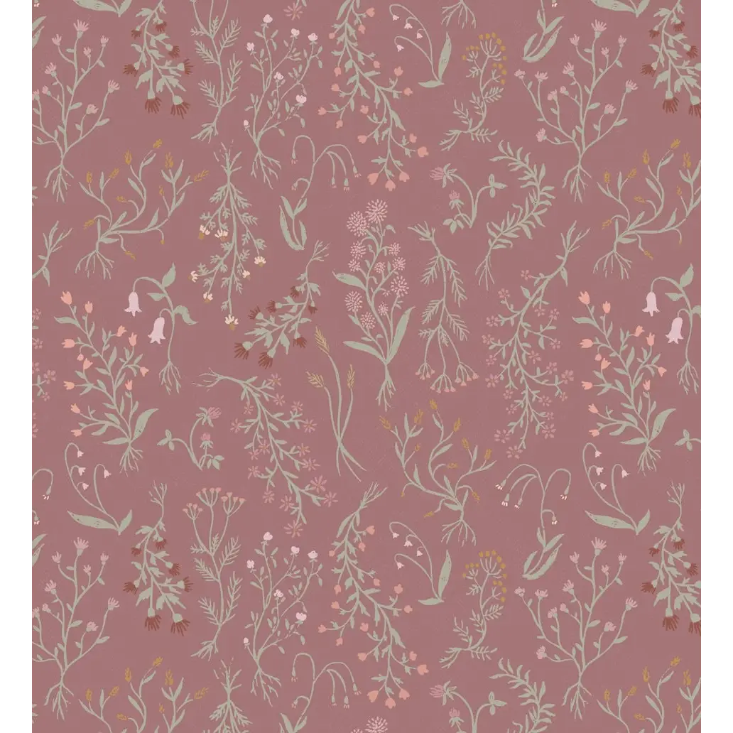 Roscoe Wallpaper - Wildflower Specimens - by Brittany Polatis Design - Sample 1 foot by 1 foot / Rose - Loomwell Home