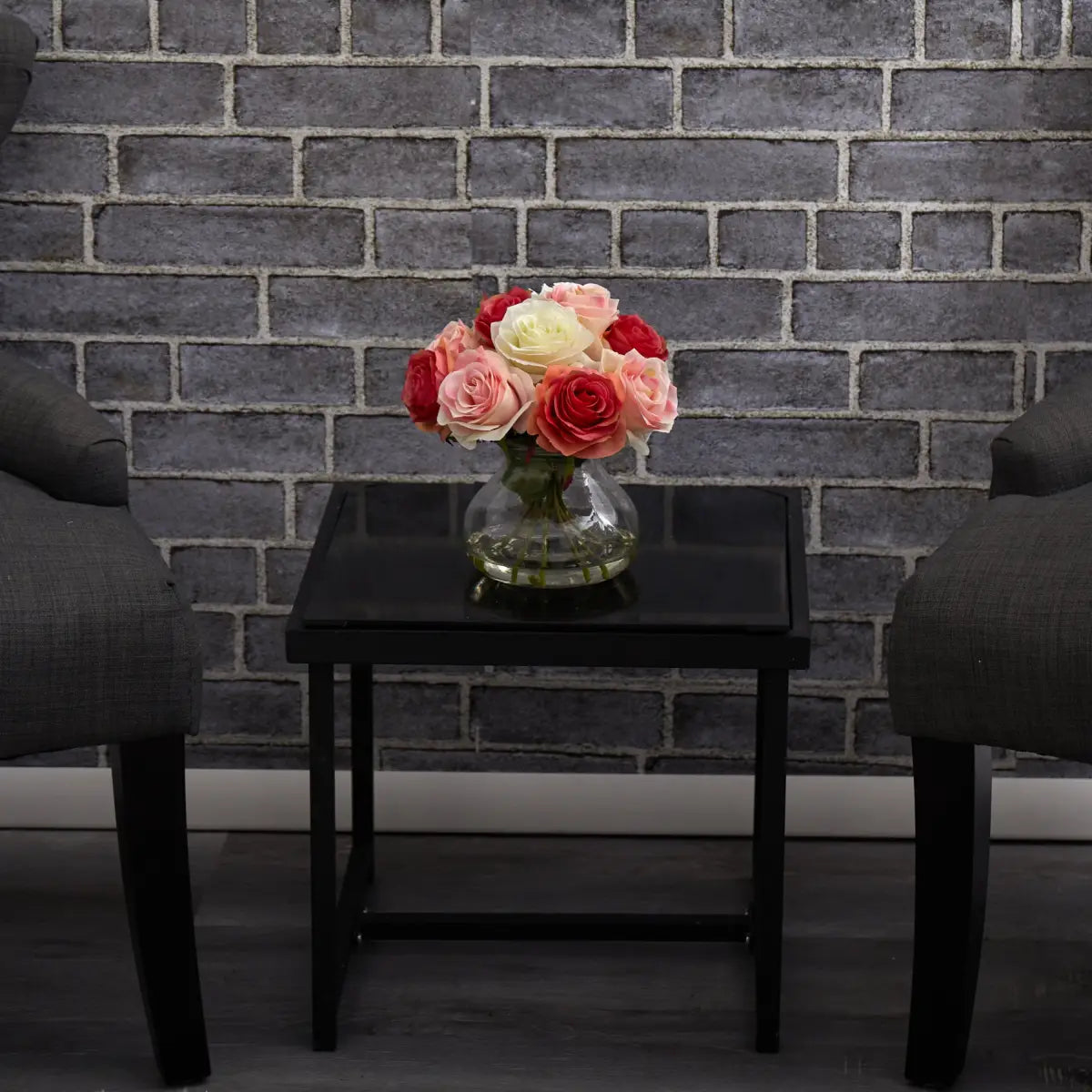 Rose Arrangement w/Vase - Nearly Natural