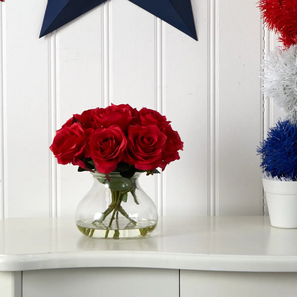 Rose Arrangement w/Vase - Nearly Natural