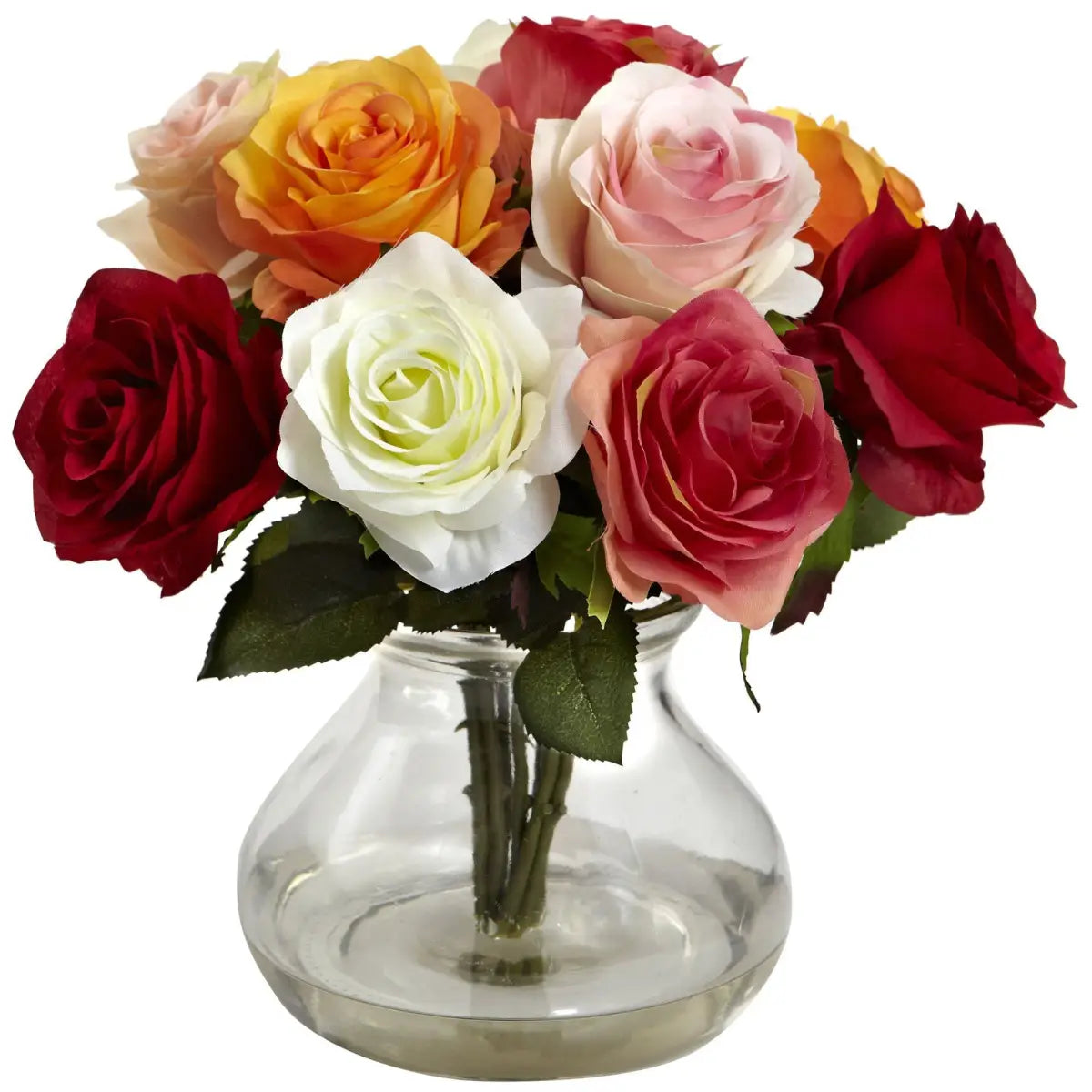 Rose Arrangement w/Vase - Assorted - Nearly Natural
