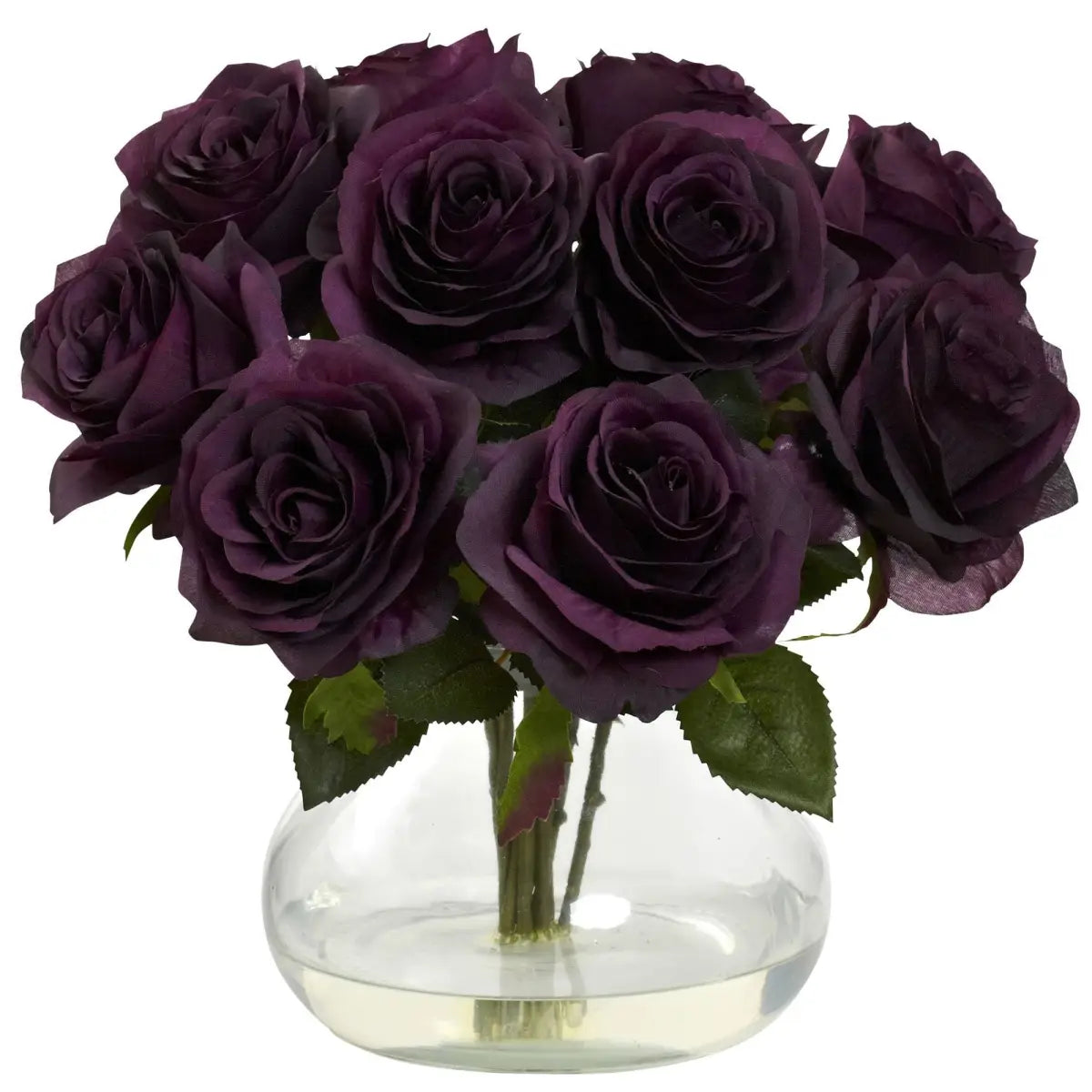 Rose Arrangement w/Vase - Purple Elegance - Nearly Natural