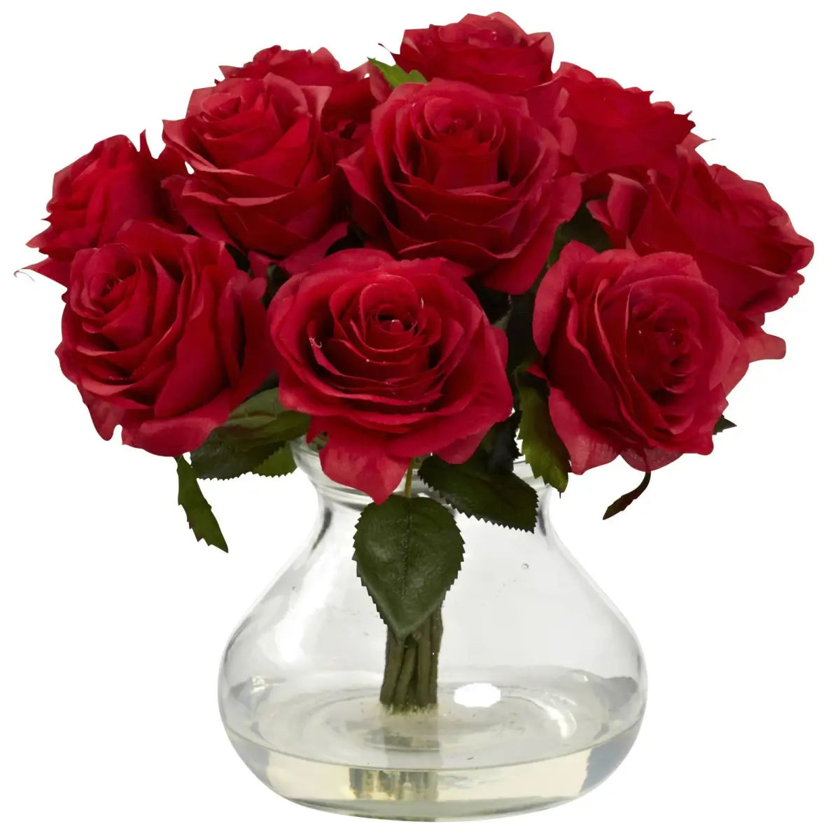Rose Arrangement w/Vase - Red - Nearly Natural