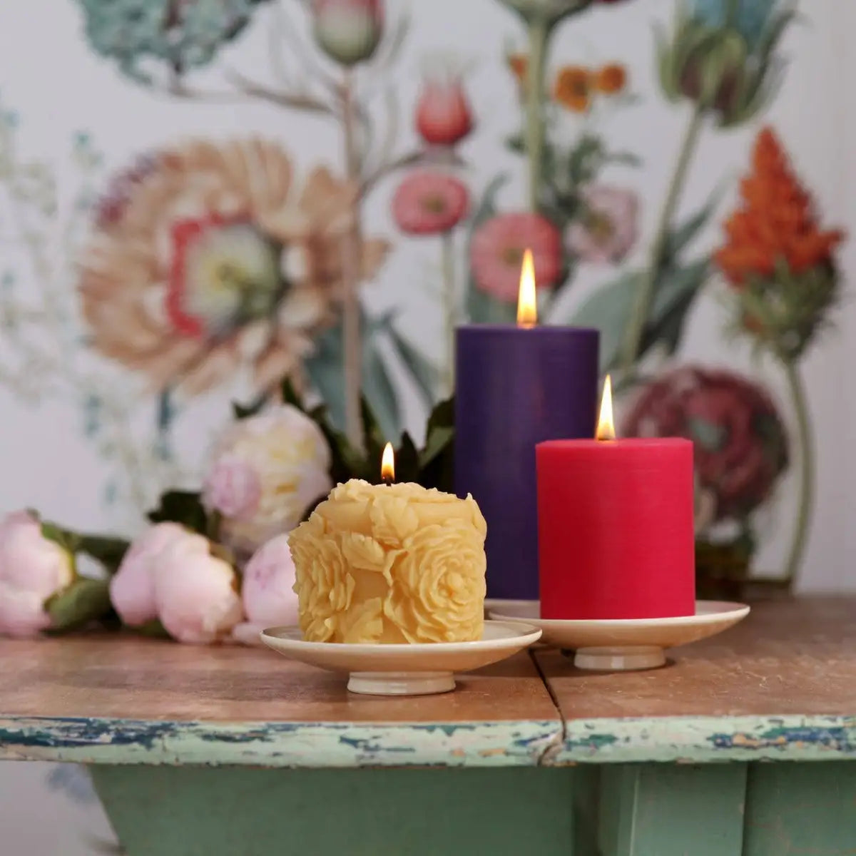 Rose Pillar Candle – Beeswax - Big Dipper Wax Works
