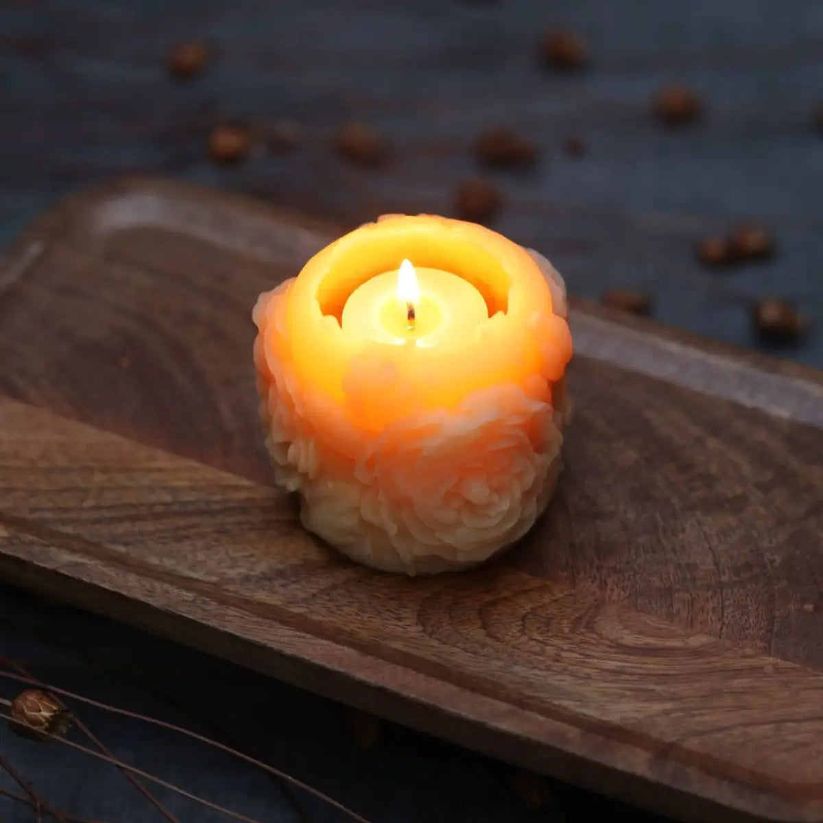 Rose Pillar Candle – Beeswax - Big Dipper Wax Works