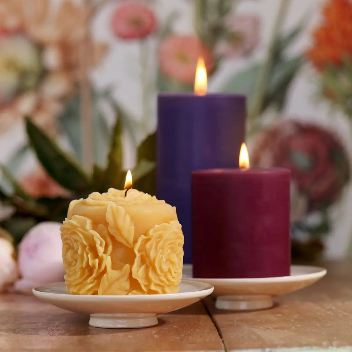 Rose Pillar Candle – Beeswax - Big Dipper Wax Works