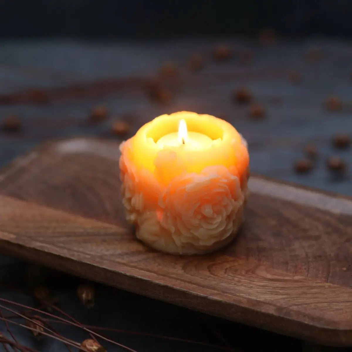 Rose Pillar Candle – Beeswax - Big Dipper Wax Works