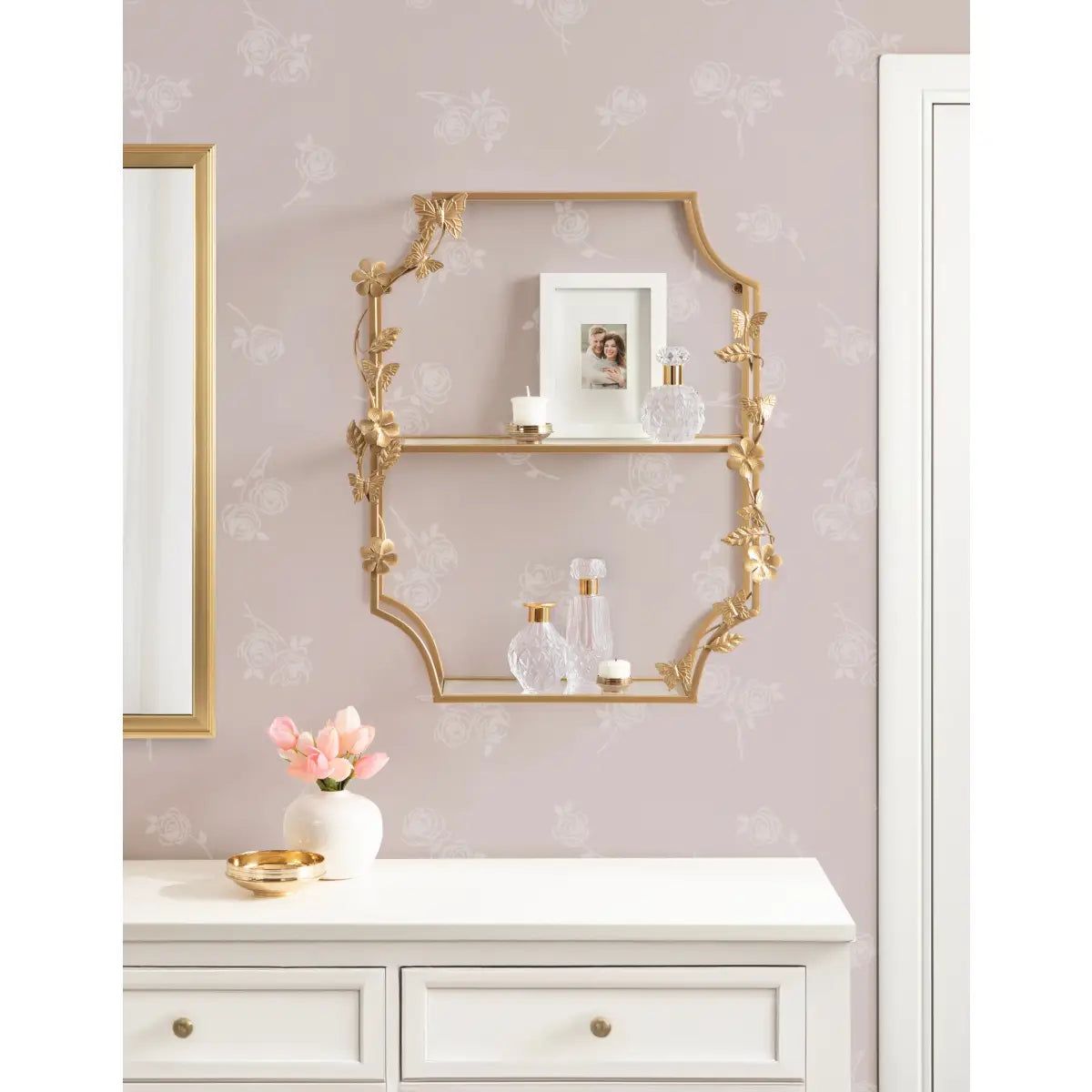 Rosella Floral Tiered Metal Wall Shelf - kateandlaurel