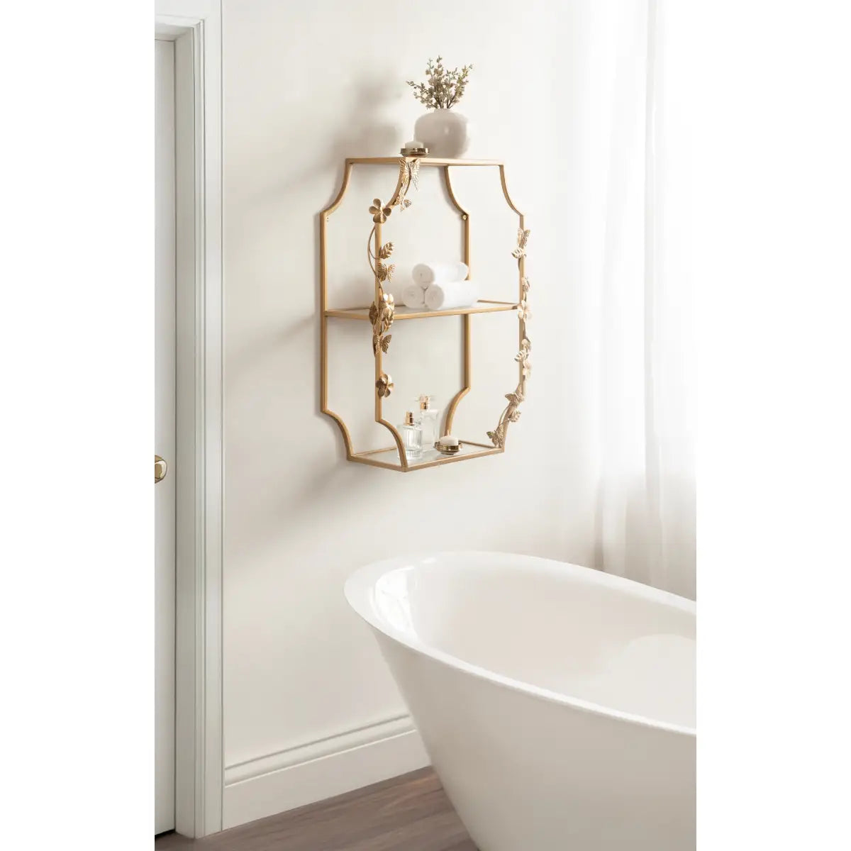 Rosella Floral Tiered Metal Wall Shelf - kateandlaurel