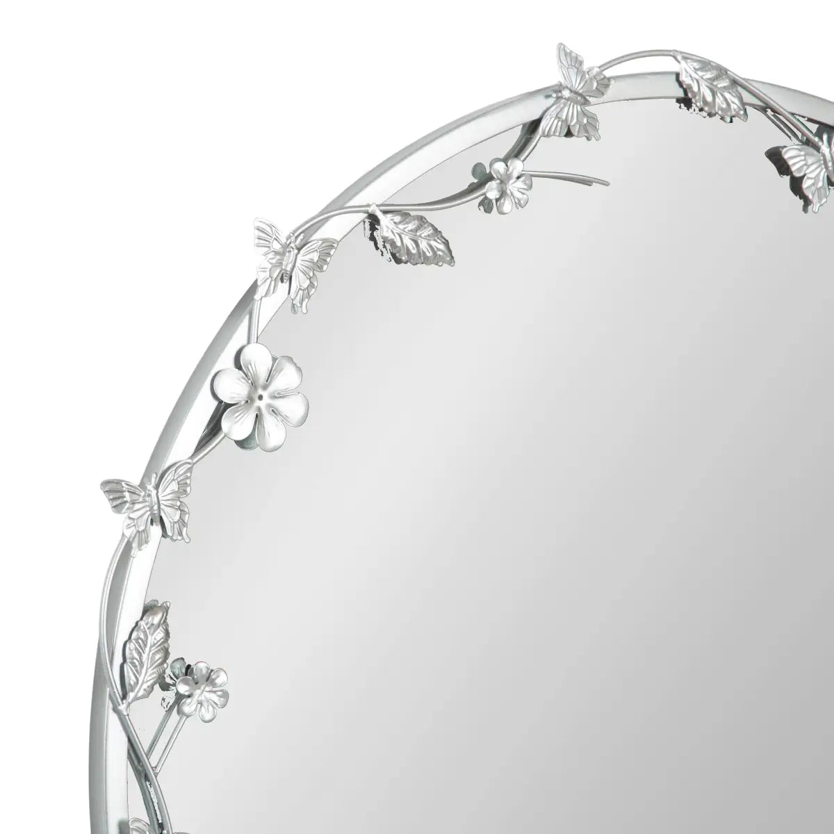 Rosella Floral Round Metal Wall Mirror - kateandlaurel