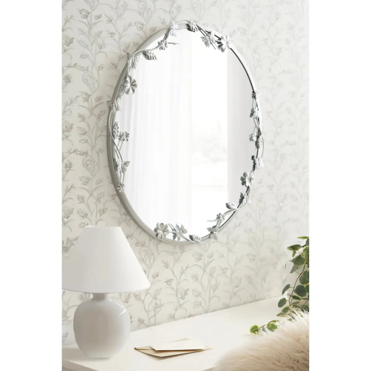 Rosella Floral Round Metal Wall Mirror - kateandlaurel
