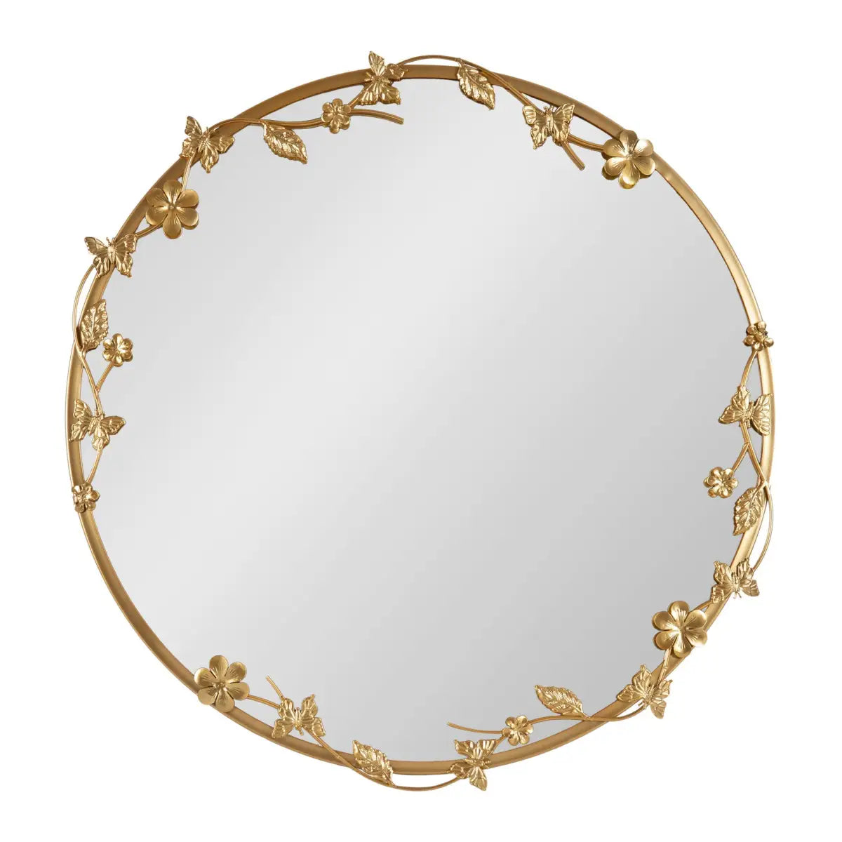 Rosella Floral Round Metal Wall Mirror - kateandlaurel