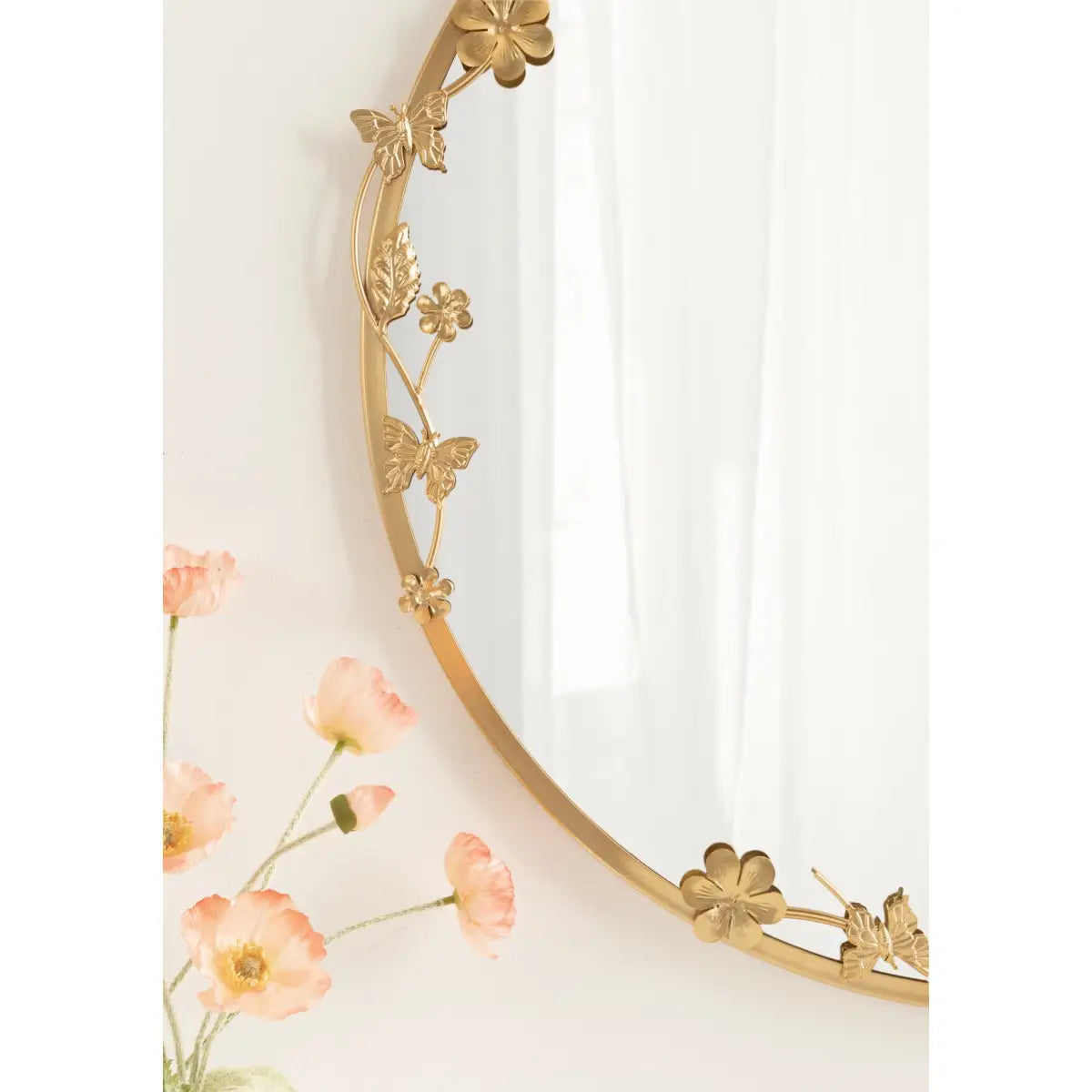 Rosella Floral Round Metal Wall Mirror - kateandlaurel