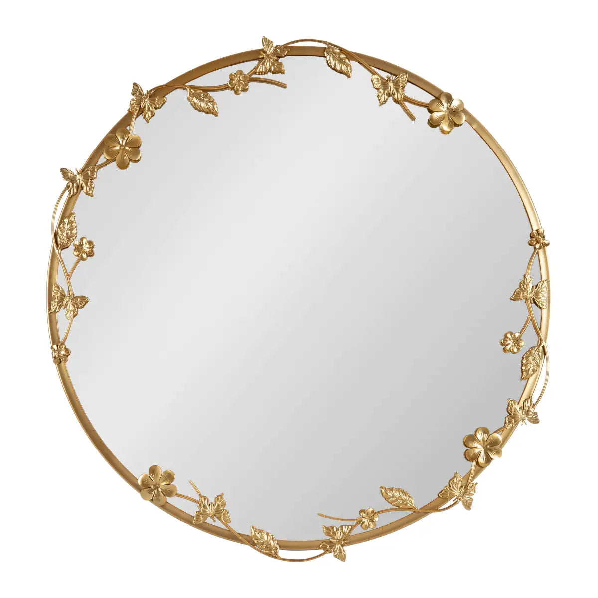 Rosella Floral Round Metal Wall Mirror - kateandlaurel