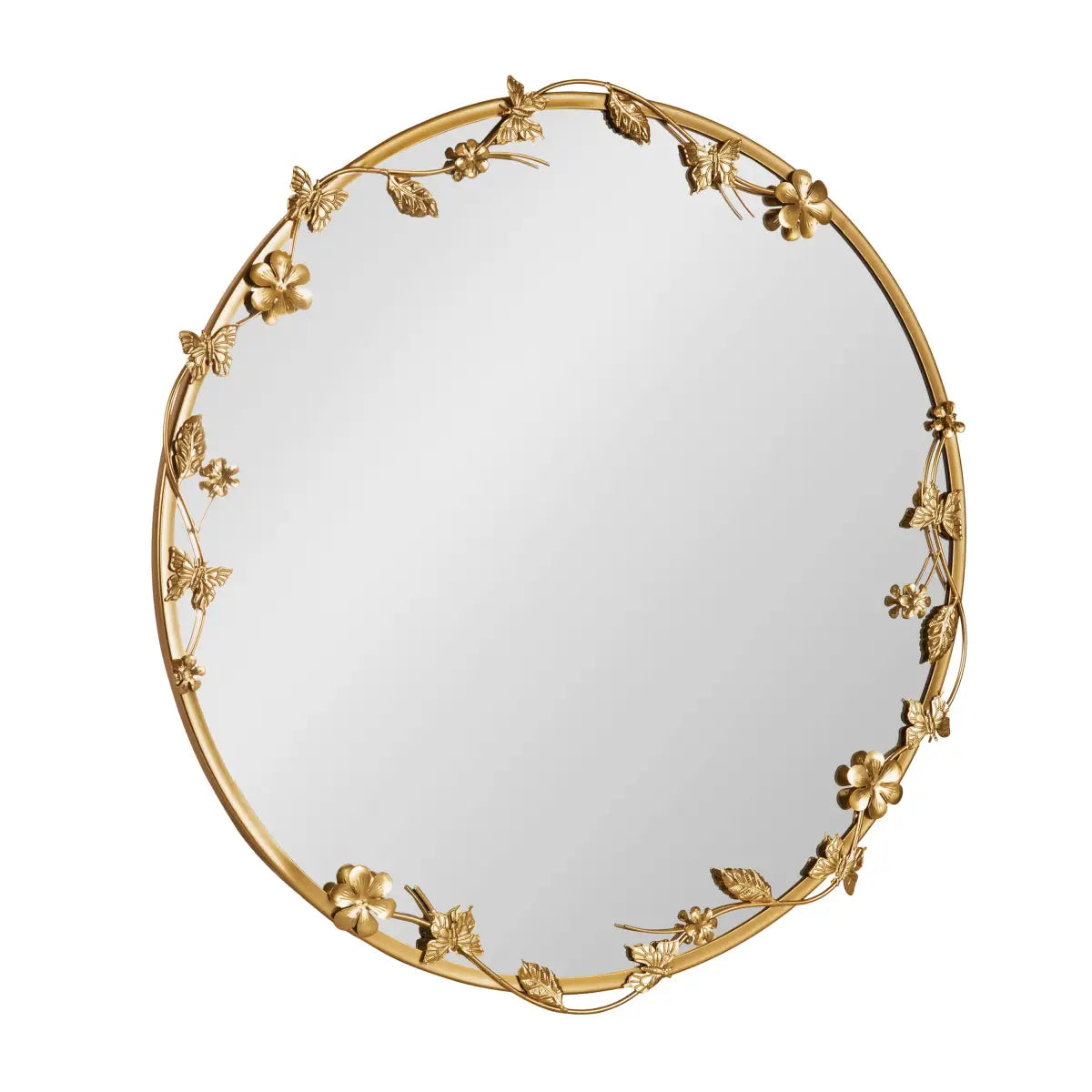 Rosella Floral Round Metal Wall Mirror - kateandlaurel