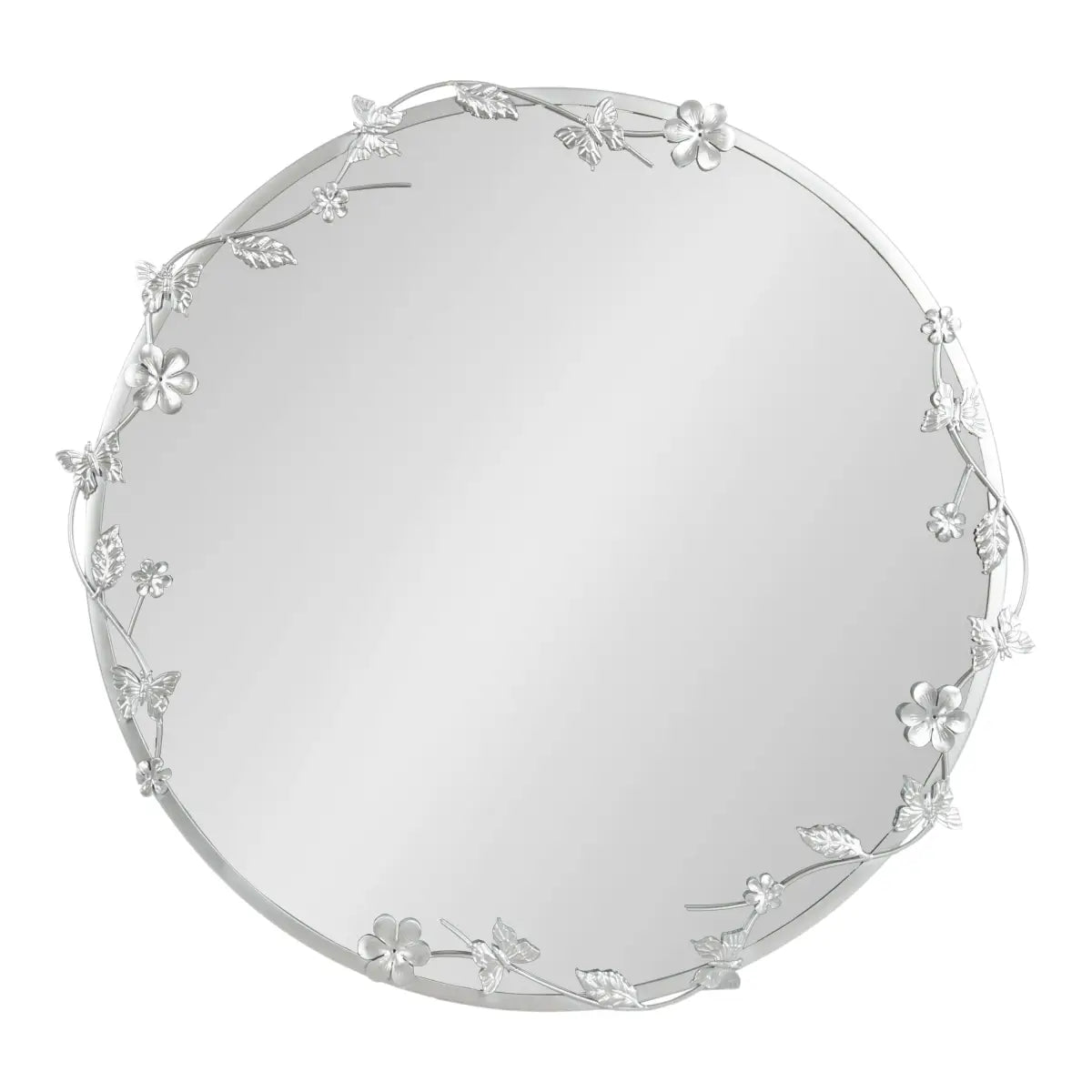 Rosella Floral Round Metal Wall Mirror - kateandlaurel