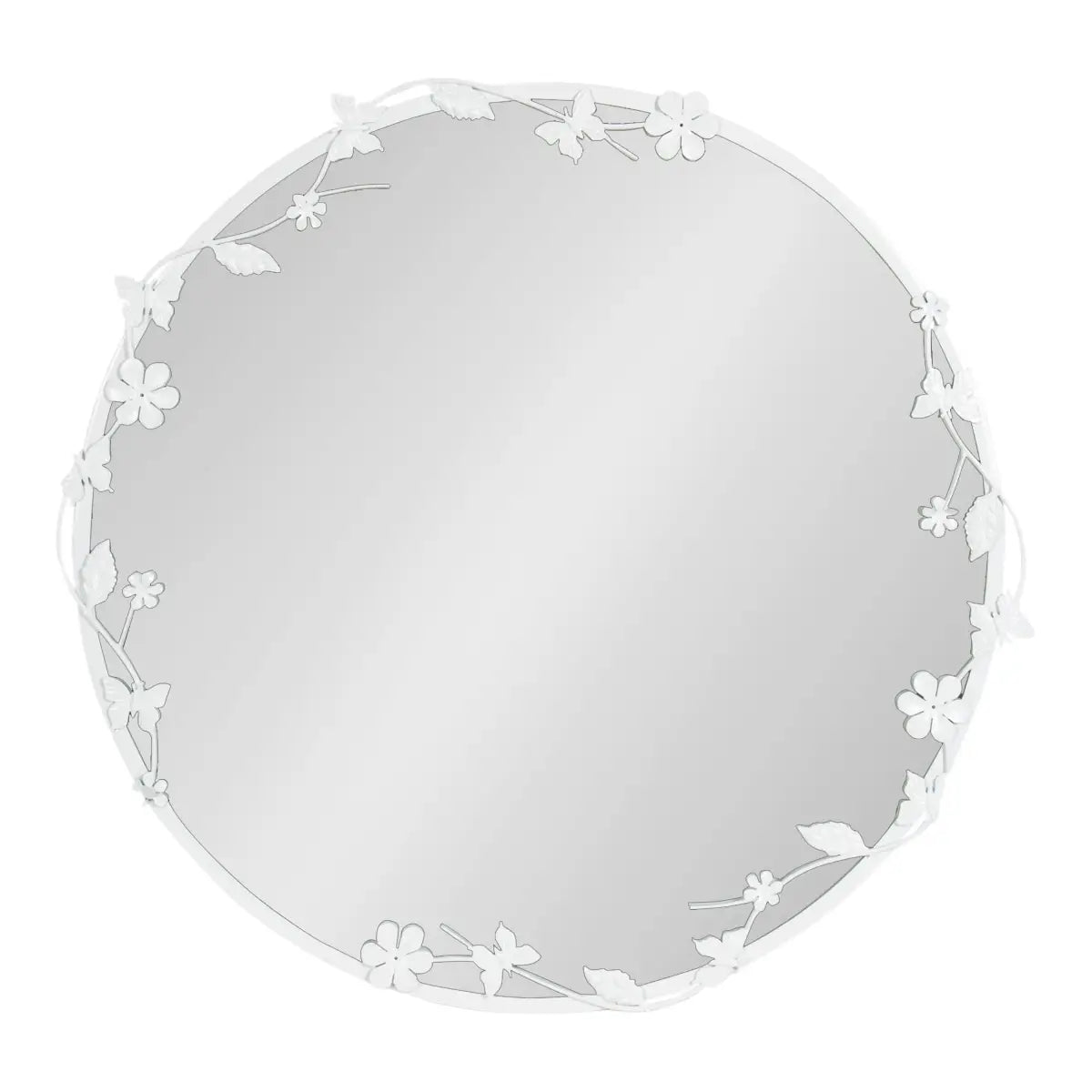 Rosella Floral Round Metal Wall Mirror - kateandlaurel