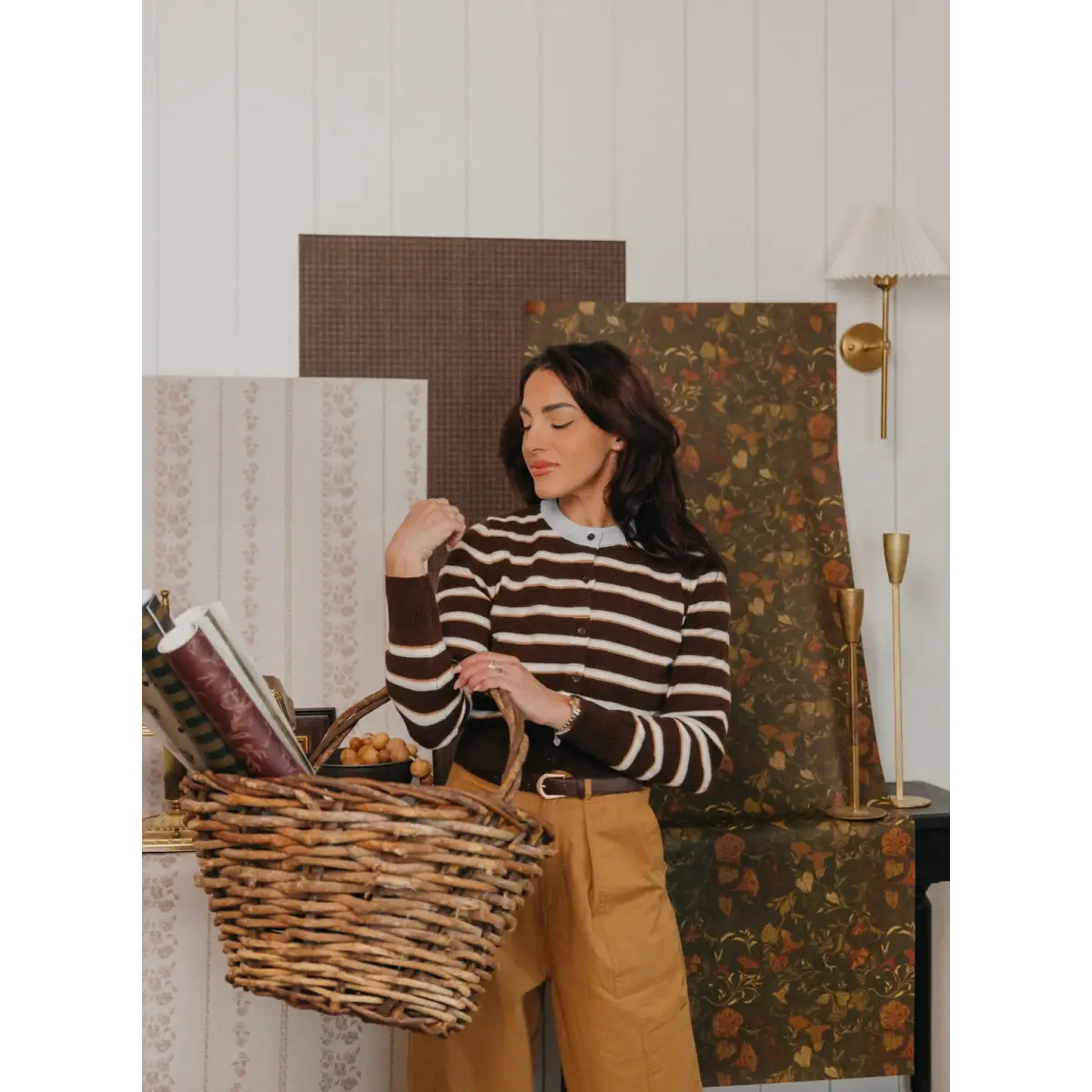 Roselle Stripe Wallpaper - Roses Cottage Stripe - by Safari Natalia x Taddy Mikelaites - Loomwell Home Goods