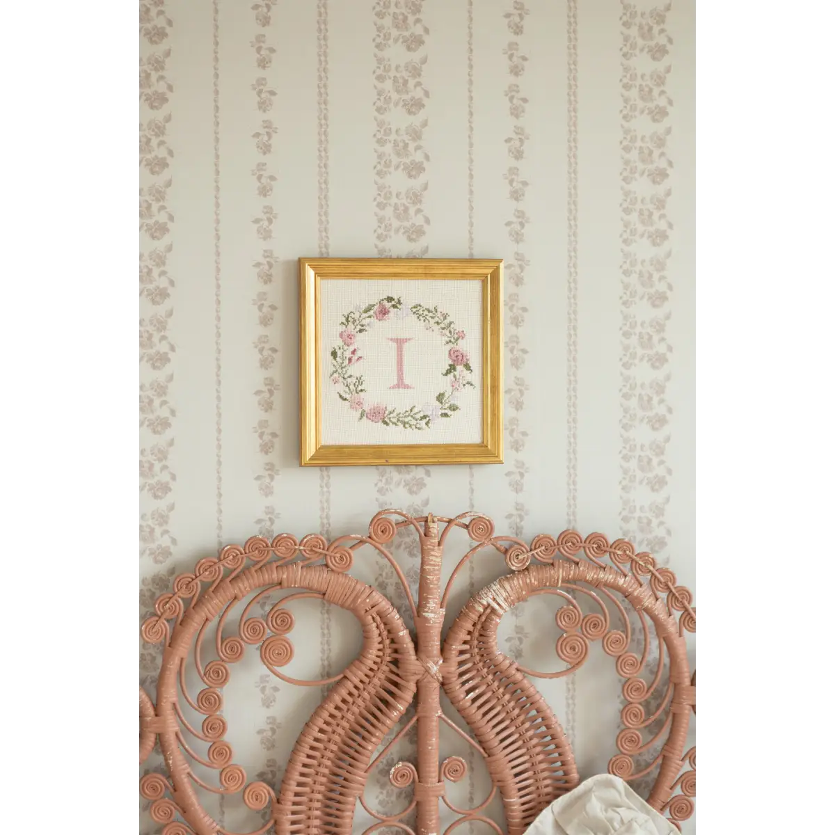 Roselle Stripe Wallpaper - Roses Cottage Stripe - by Safari Natalia x Taddy Mikelaites - Loomwell Home Goods