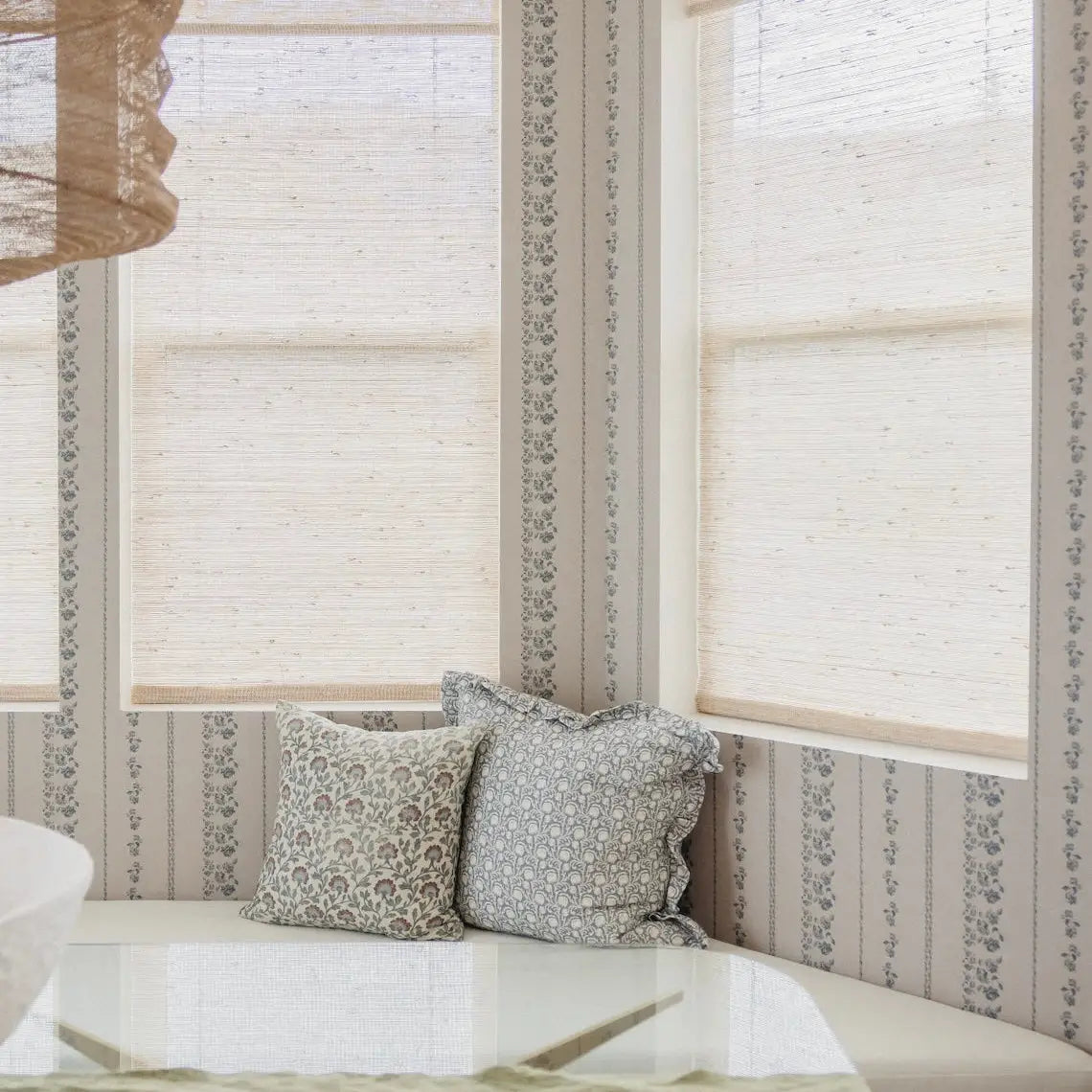 Roselle Stripe Wallpaper - Roses Cottage Stripe - by Safari Natalia x Taddy Mikelaites - Loomwell Home Goods
