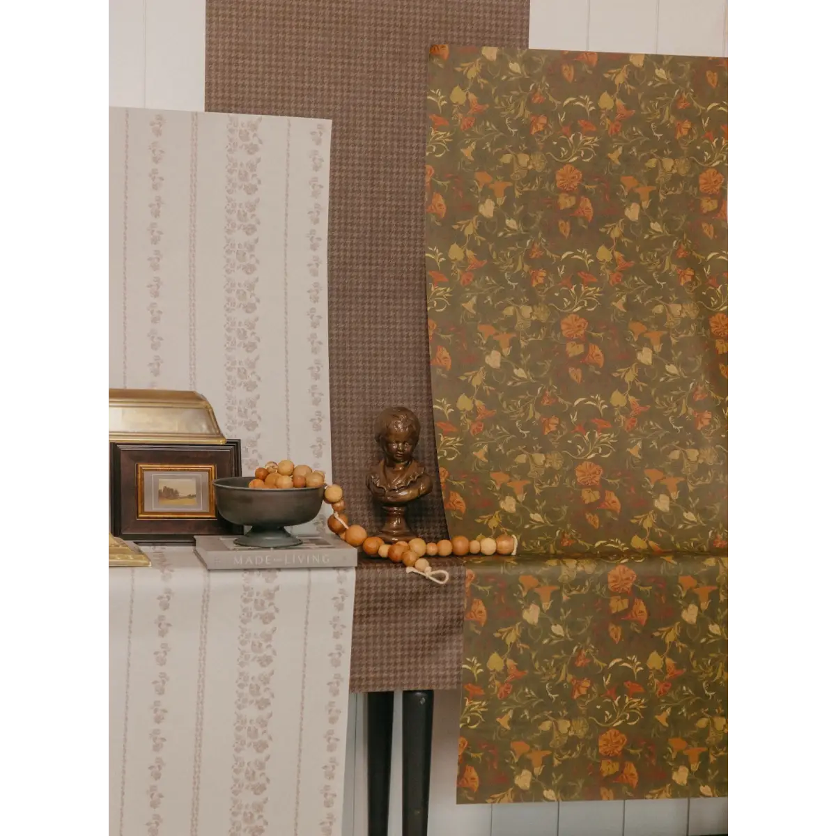 Roselle Stripe Wallpaper - Roses Cottage Stripe - by Safari Natalia x Taddy Mikelaites - Loomwell Home Goods