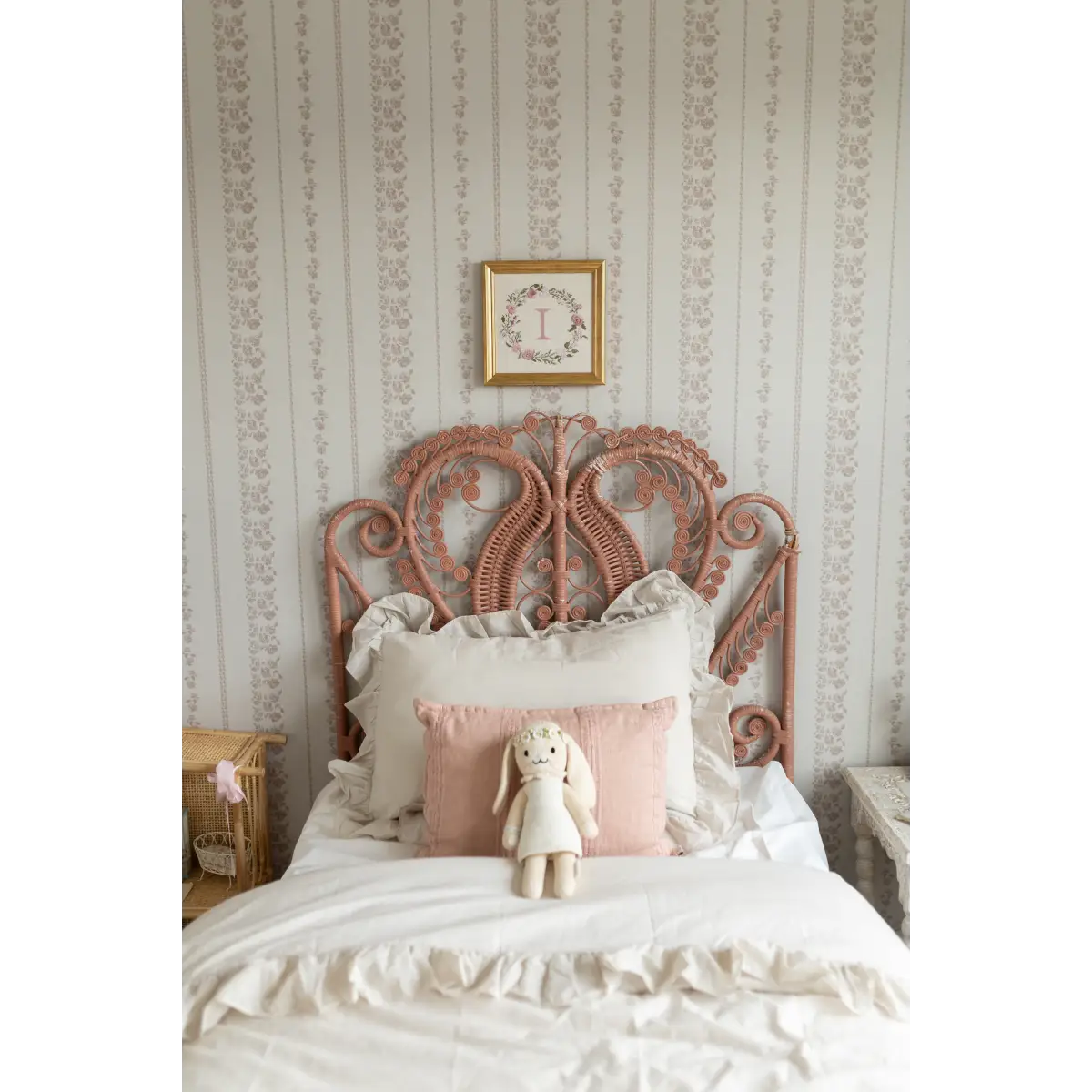 Roselle Stripe Wallpaper - Roses Cottage Stripe - by Safari Natalia x Taddy Mikelaites - Loomwell Home Goods
