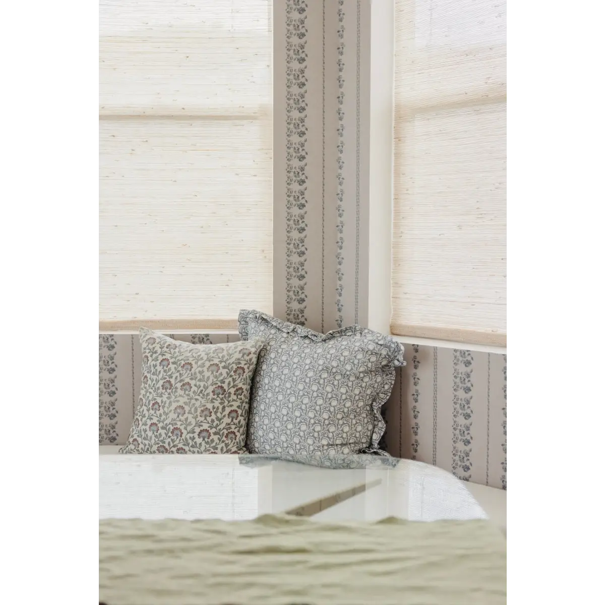 Roselle Stripe Wallpaper - Roses Cottage Stripe - by Safari Natalia x Taddy Mikelaites - Loomwell Home Goods