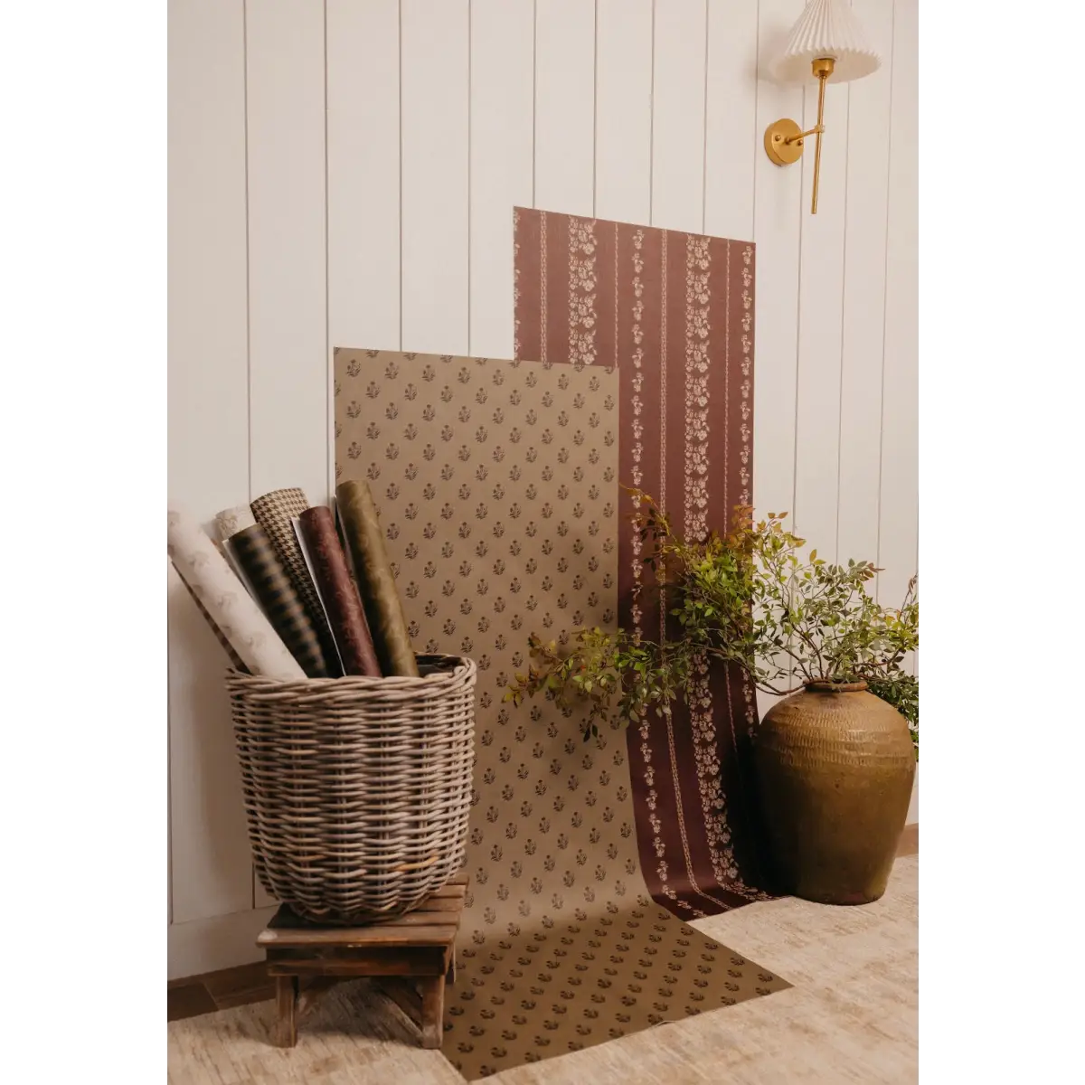 Roselle Stripe Wallpaper - Roses Cottage Stripe - by Safari Natalia x Taddy Mikelaites - Loomwell Home Goods