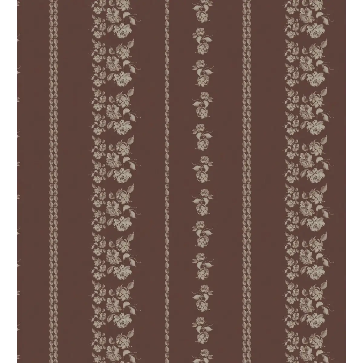 Roselle Stripe Wallpaper - Roses Cottage Stripe - by Safari Natalia x Taddy Mikelaites - Sample 1 foot by 1 foot / Wine
