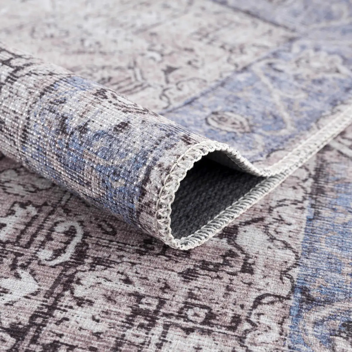 Rosman Blue&Beige Washable Area Rug - Boutique Rugs