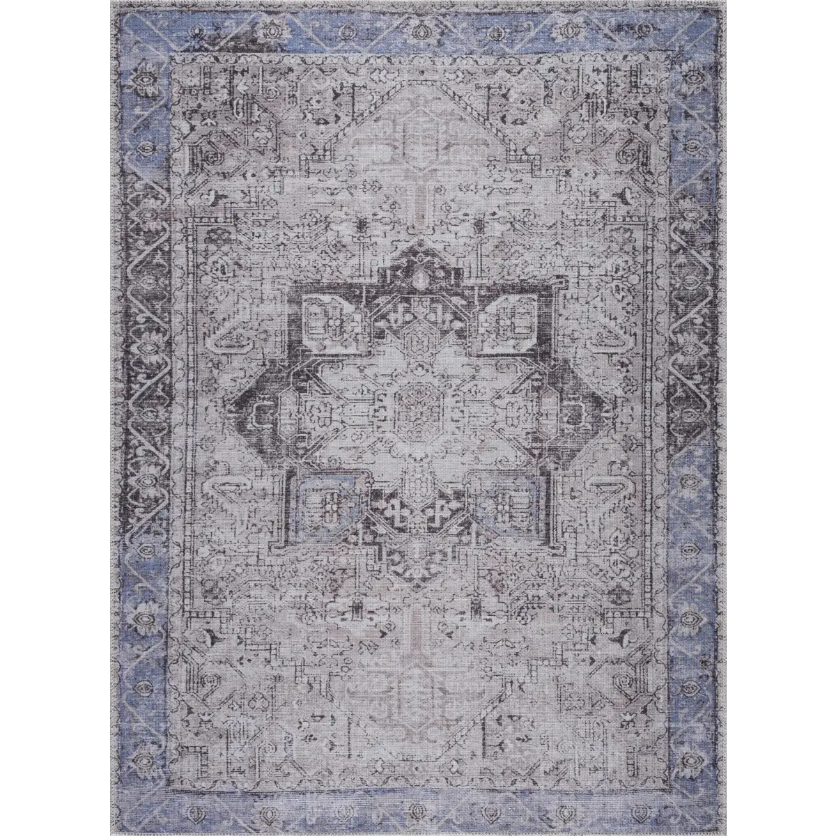 Rosman Blue&Beige Washable Area Rug - Boutique Rugs
