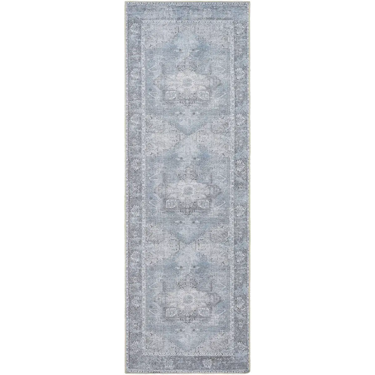 Rosman Ice Blue Washable Rug - * 2’7’’ x 7’10’’ Runner - Boutique Rugs