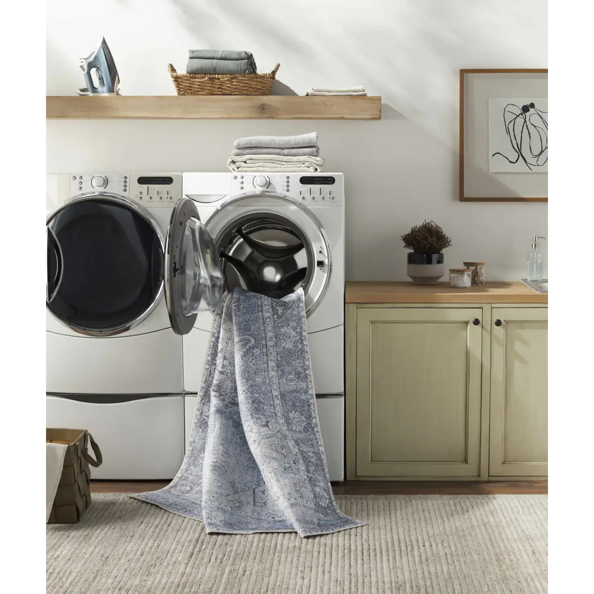 Rosman Ice Blue Washable Rug - Boutique Rugs