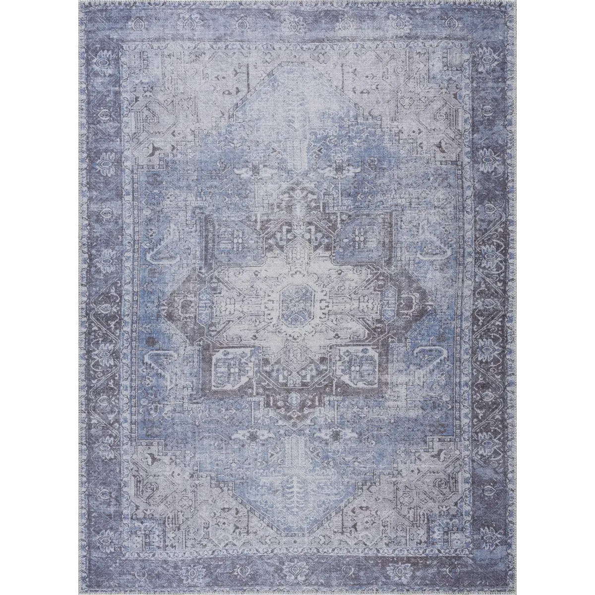 Rosman Ice Blue Washable Rug - Boutique Rugs