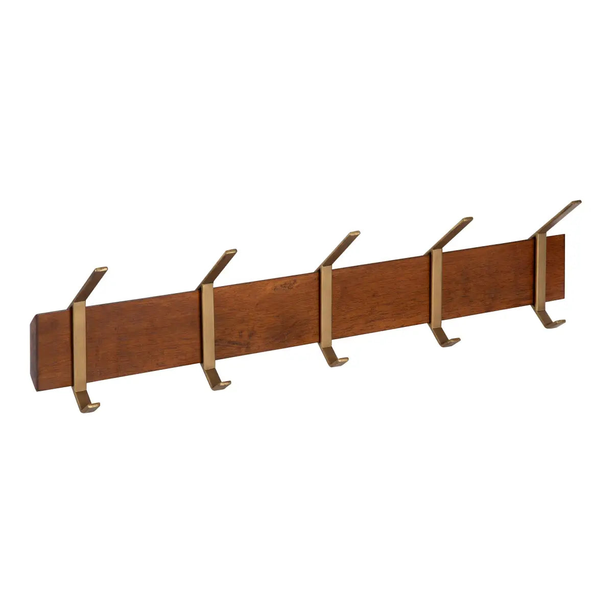 Rossmore Wood and Metal Hooks - Walnut Brown/Gold - kateandlaurel