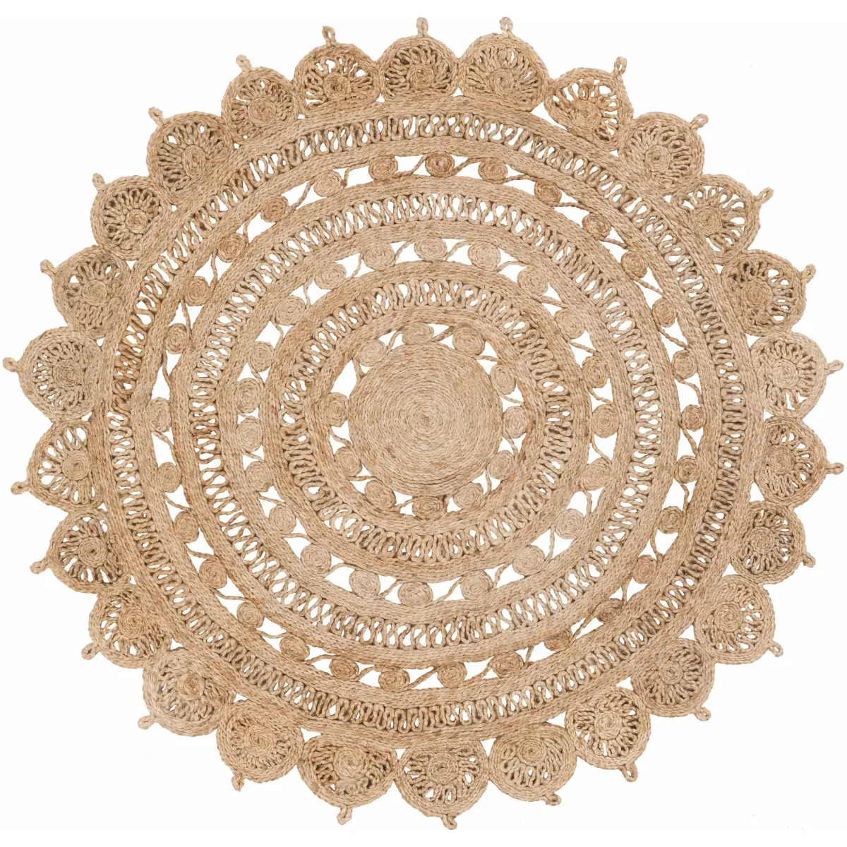 Round Boho Jute Rug - 3’ Round - Boutique Rugs