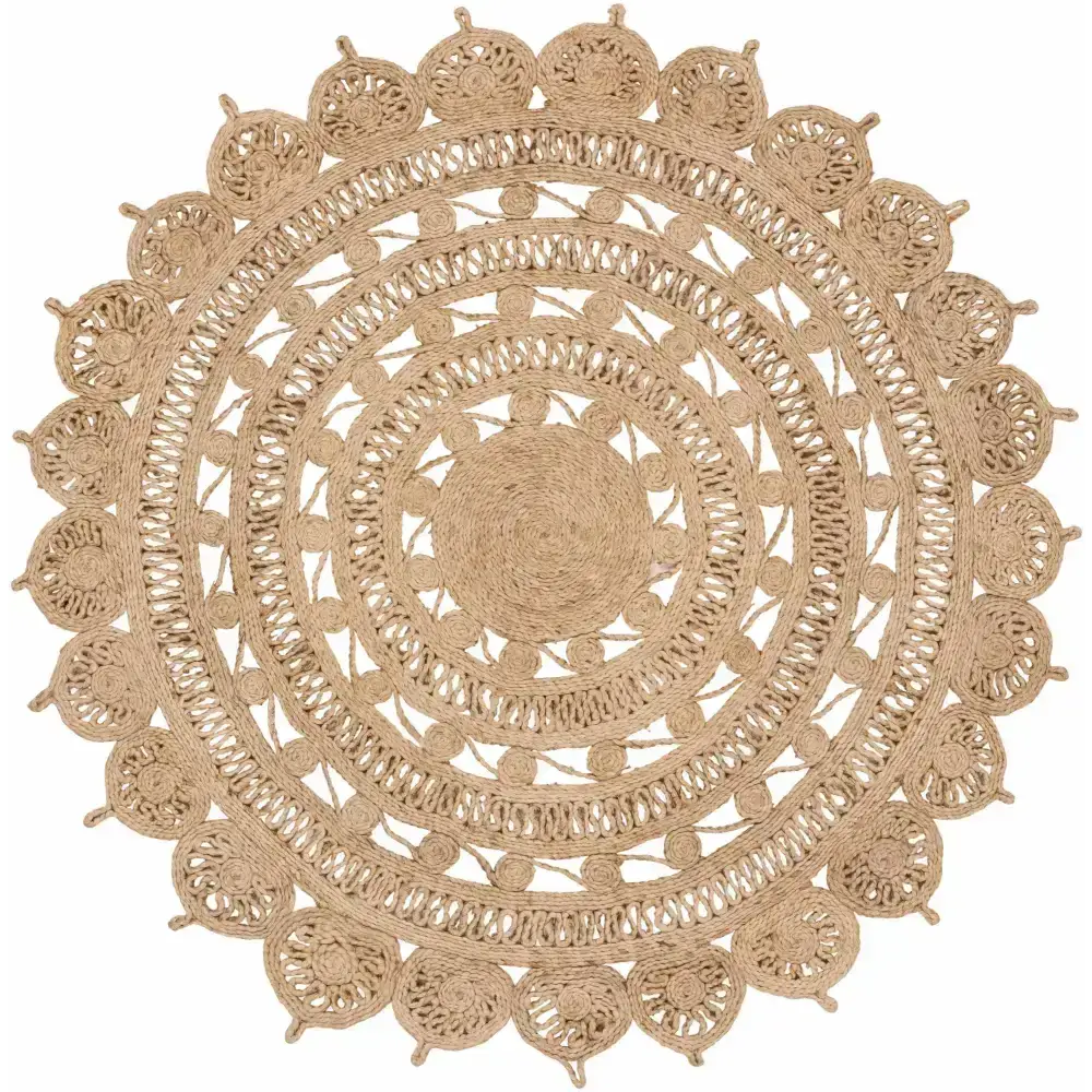 Round Boho Jute Rug - * 5’ Round - Boutique Rugs