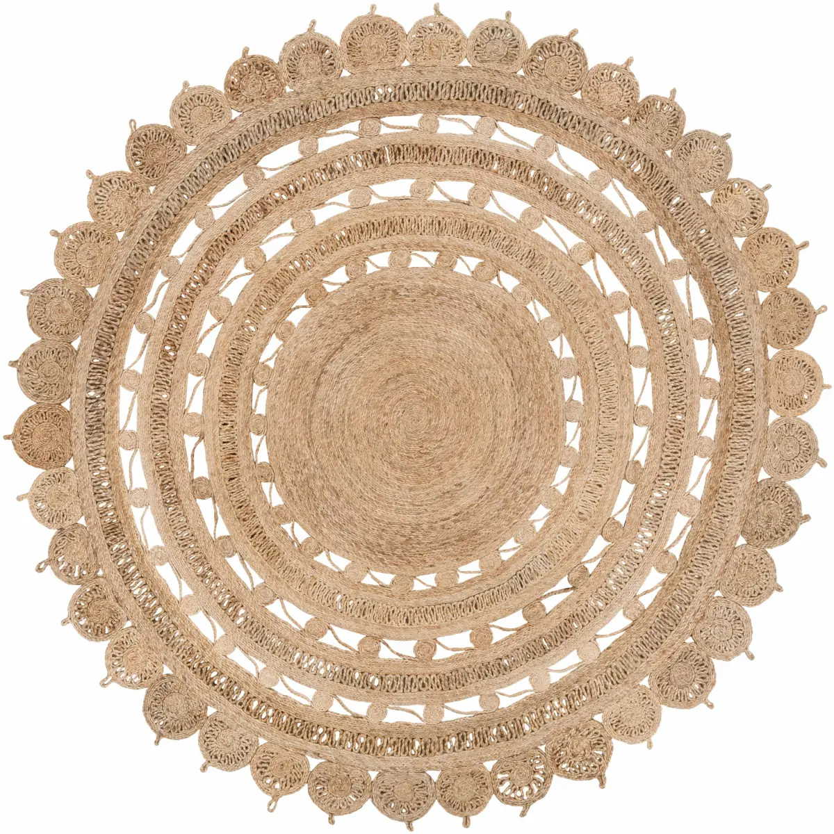 Round Boho Jute Rug - * 8’ Round - Boutique Rugs