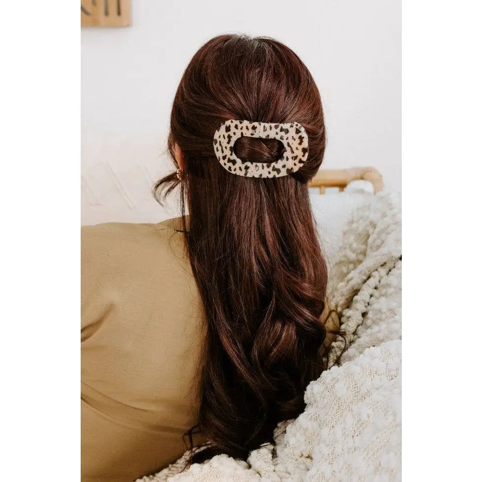 Round Flat Hair Clip - Blonde Tortoise - Large - TELETIES