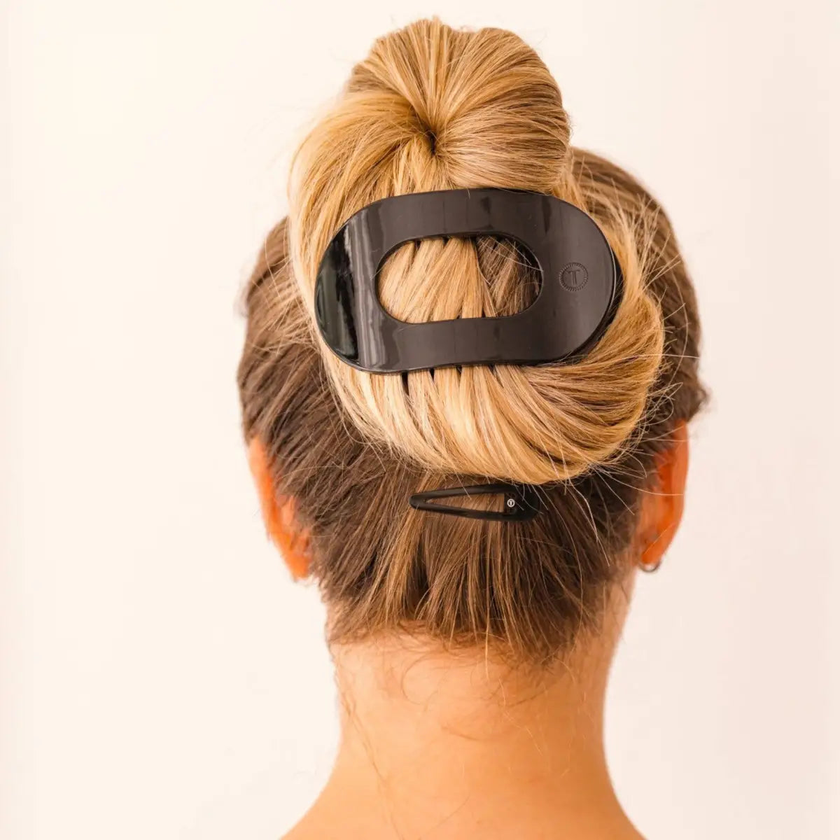 Round Flat Hair Clip - Jet Black - Large - TELETIES