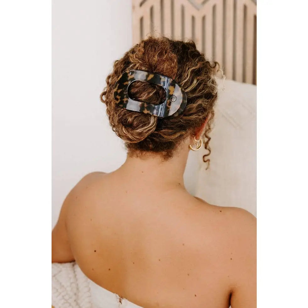 Round Flat Hair Clip - Tortoise - Large - TELETIES