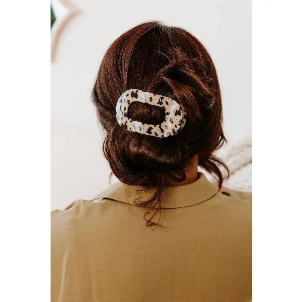 Round Flat Hair Clip - Blonde Tortoise - Medium - TELETIES