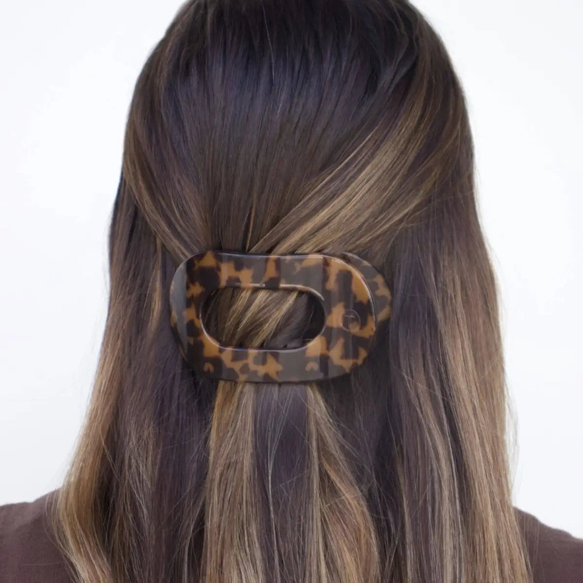 Round Flat Hair Clip - Tortoise - Medium - TELETIES