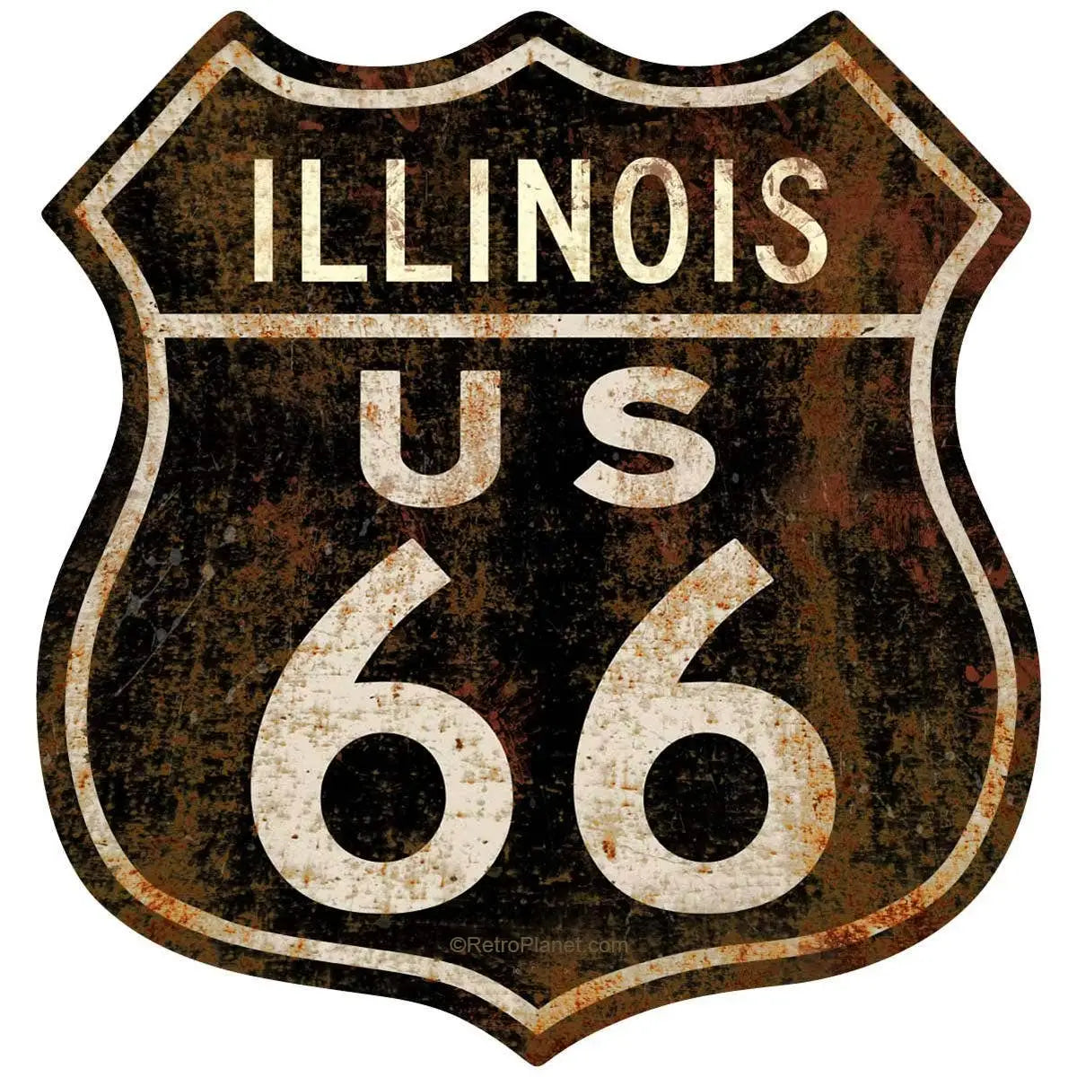 Vinyl Sticker - Route 66 Illinois - Large - RetroPlanet