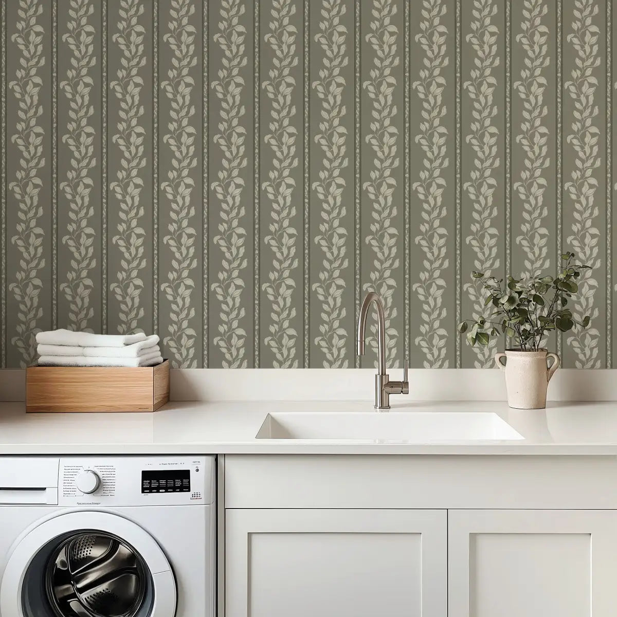Rowe Wallpaper - Leaf Stripes - by The Fibery - Loomwell Home Goods