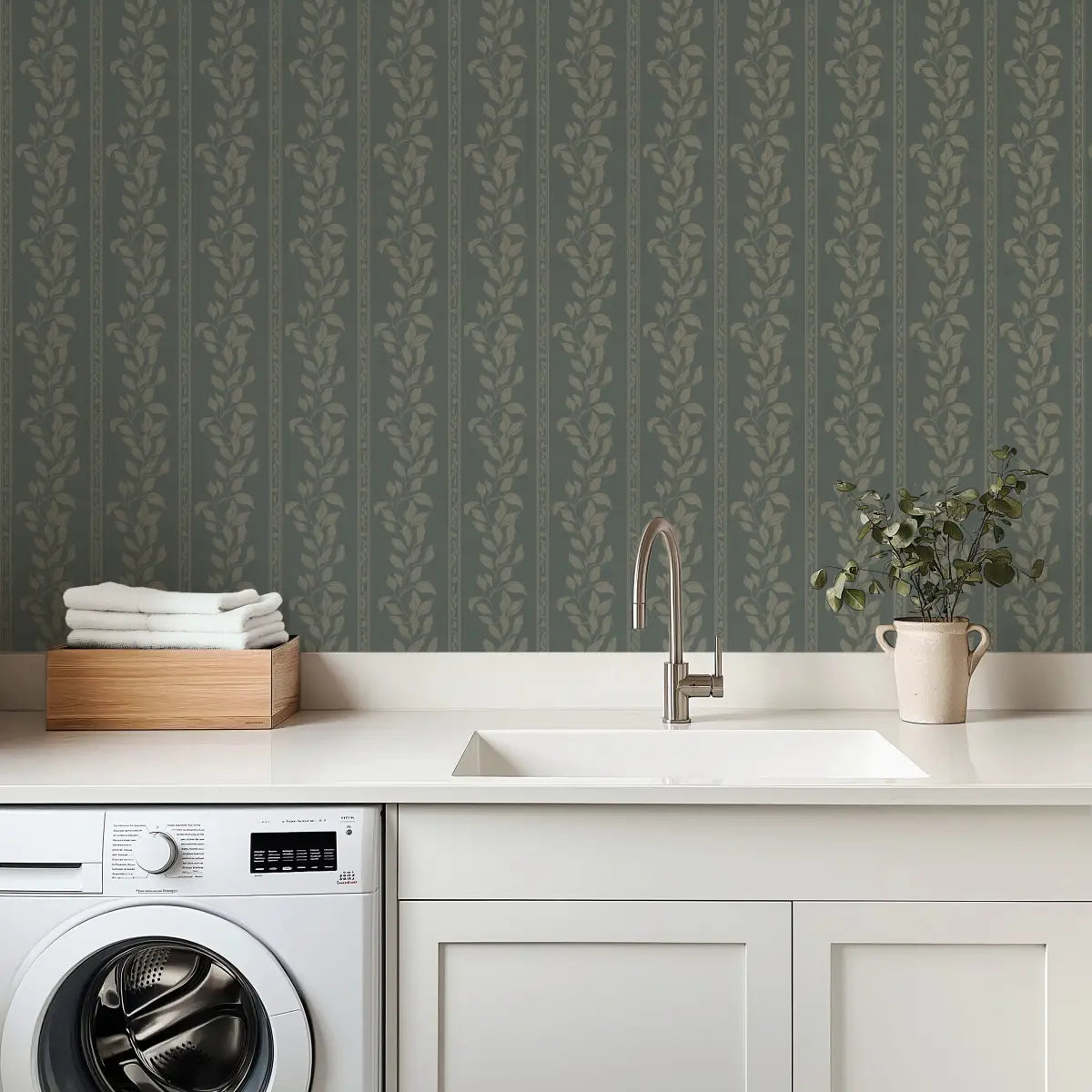 Rowe Wallpaper - Leaf Stripes - by The Fibery - Loomwell Home Goods