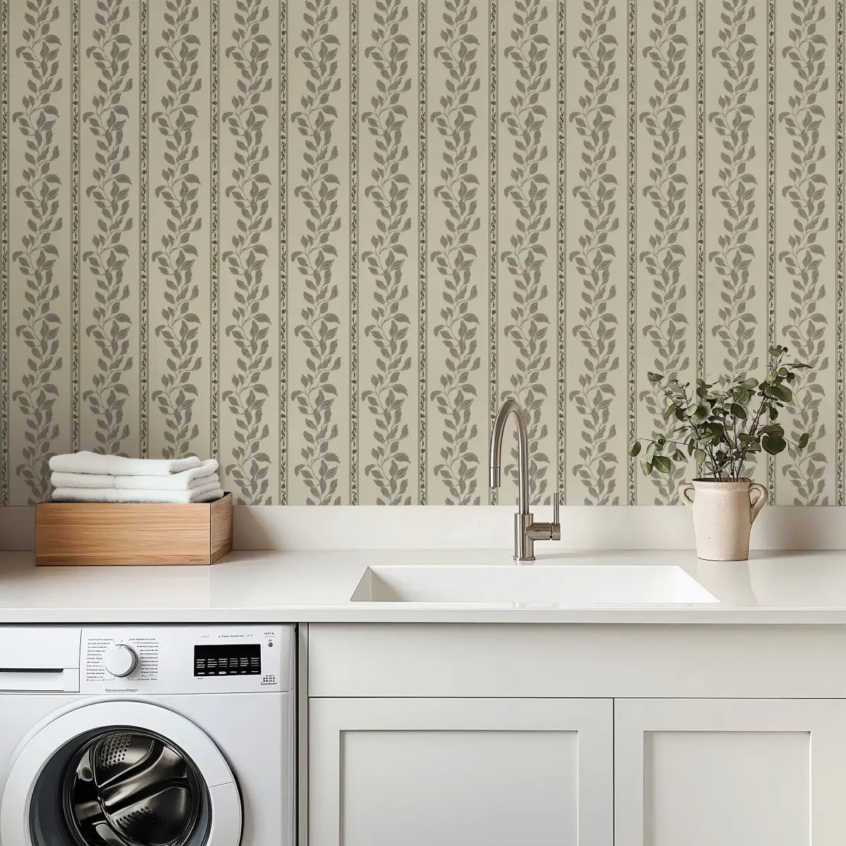 Rowe Wallpaper - Leaf Stripes - by The Fibery - Loomwell Home Goods
